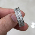 Silver Tone Double Row Square Crystal Band Ring Fashion Jewelry view 3