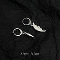 Silver-Tone Asymmetric Moon Face Ice Spike Huggie Earrings view 4