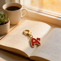Red Enamel A Plus Grade Charm Keychain Gold Lobster Clasp view 3