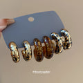 Leopard Print Chunky Hoop Earring Trio Jewelry Accessory view 2