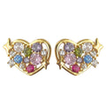 Gold Tone Multicolor Stone Heart And Star Stud Earrings view 5