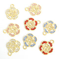 Crystal Camellia Flower Charms in Four Colors and Two Metal Tones view 5