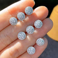 Silver Tone Round Full Pave Clear CZ Stud Earrings view 2