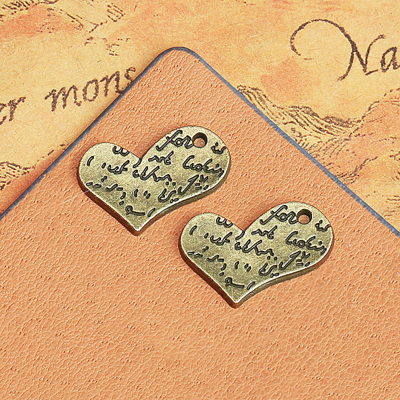 20×17mm Alloy Heart Letter Charm Pendant