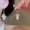 Multi Strand Cream Pearl Necklace Bracelet Cluster Earrings view 3
