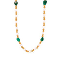 Gold Faceted Metal Pearl Green Stone Bead Collar Necklace view 5