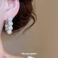 Silver Pearl Cluster Huggie Hoop Earrings for Everyday Styling view 3