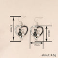 Alloy Heart Drop Earrings, Black and Silver-Tone Cats, 37 mm view 4