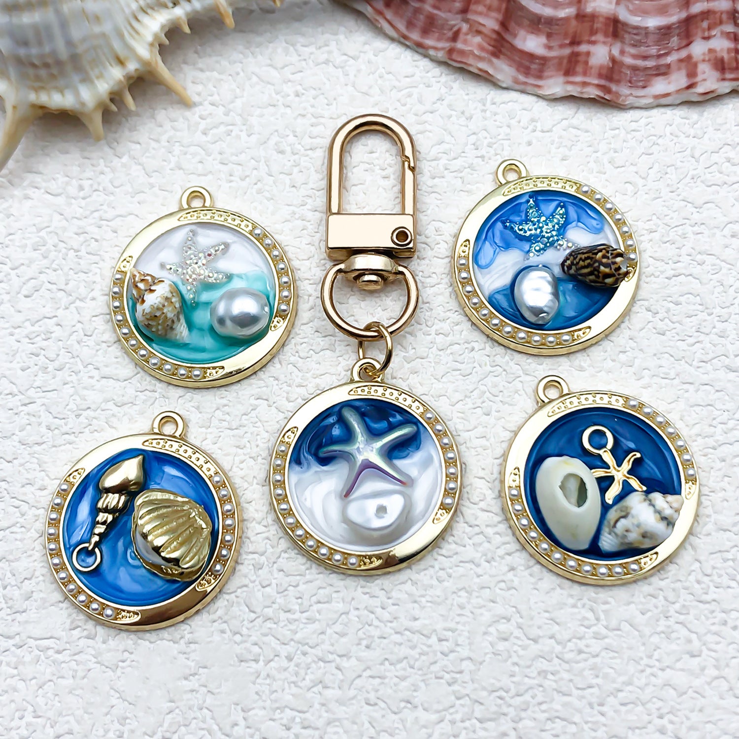 Enamel Zinc Alloy Starfish Ocean Charm Pendant for DIY Earrings Necklace Jewelry