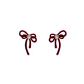 Flocked Velvet Bow Heart Crystal Stud Earrings Pair view 5