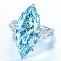 Aqua Marquise Solitaire Pear-Side Stone Ring In Silver Tone view 1