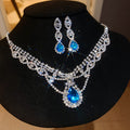 Silver Scalloped Crystal Necklace Earring Sets Three Colors view 6