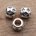 Antique Silver Cross Flower Barrel Bead With Large Hole view 2