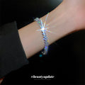 Silver Tone Clear Crystal Floral Link Tennis Bracelet view 3