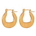 Polished Gold U-Shape Geometric Hoop Earrings Smooth Metal Finish view 5