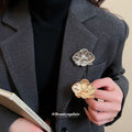 Metal Alloy Orchid Flower Brooch Pins Gold Or Silver Tone view 1