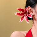 Fabric Lily Pearl Duckbill Hair Clips Red Purple Styles view 6