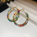 Multicolor Crystal Hoop Earrings In Silver And Gold view 7