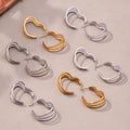 Layered Heart Twist and Ribbed Hoop Earrings in Seventeen Styles view 3
