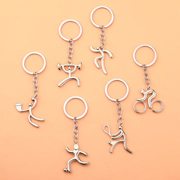 Metal Sports Figure Keychains in Six Motifs and Two Tones