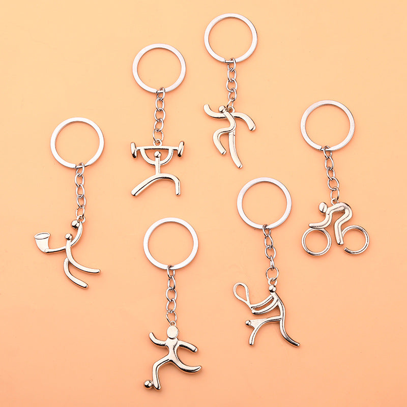 Creative Sports Alloy Keychain Gift for Bike Running Football Basketball