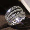 Wide Multi-Strand Cable Ring In Clear And Black Stone Options view 4