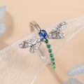 Blue And Green Stone Dragonfly Ring In Polished Silver Tone view 5
