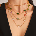 Gold Stainless Steel Czech Glass Marquise Station Necklace view 2