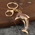 Rhinestone Dolphin Metal Keychain With Split Ring And Lobster Clasp view 2