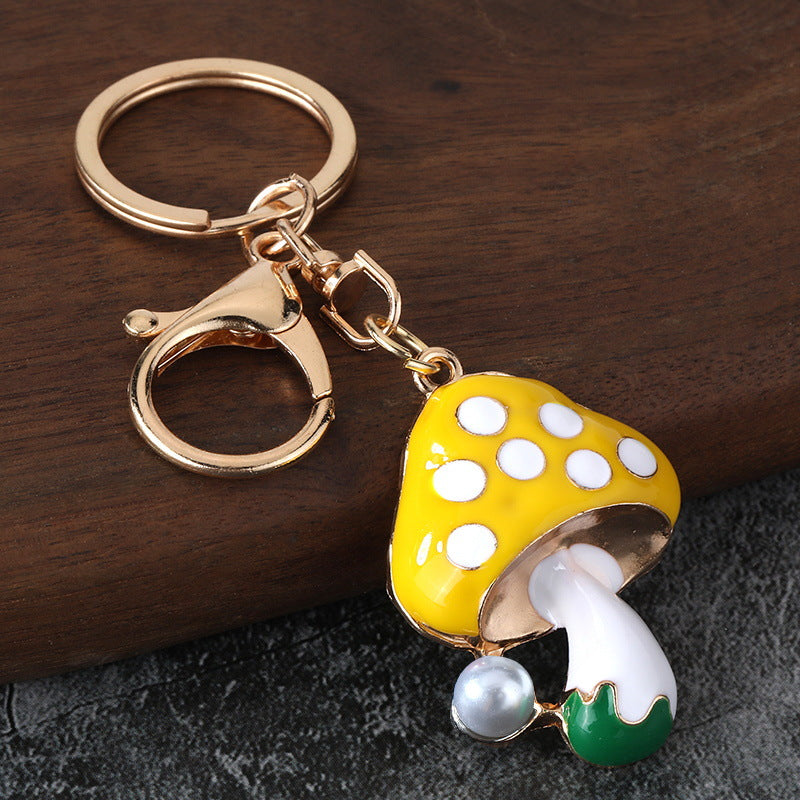Colorful Mushroom Enamel Keychain Small Metal Bag Charm and Gift