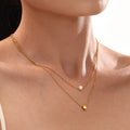 Double Layer Star Pendant Imitation Pearl Necklace Stainless Steel view 3