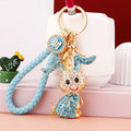Mixed Jeweled Bent Ear and Long Leg Rabbit Keychains with Wrist Loops view 7