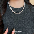 White and Blush Pearl Look Beaded Necklace with Silver Tone Clasp view 3