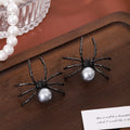 Black Spider and Silver Pearl Look Small Stud Earrings view 4