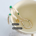 Freshwater Pearl Necklace Green Beads Gold Toggle Clasp view 2