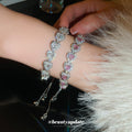Silver Tone Heart Crystal Slider Bracelets In Pink Or Clear view 3