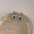 Silver-Tone Hammered Heart Drop Earrings Colored Centers view 8
