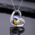 Heart Frame Volleyball Pendant Necklace Blue Yellow Enamel view 1