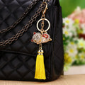 Jeweled Lucky Cat Bell Keychains with Braided Loops and Tassels view 12