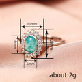 White Gold Teal Oval Halo Ring Clear Pavé Border Sizes 6-10 view 4