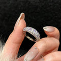Silver Open Dome Ring Paved Clear and Purple Stones view 2