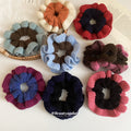 Knit Color-Block Flower Scrunchie Hair Ties 4 Styles view 3