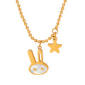 Gold Bunny Face Pendant Necklace Star Charm Ball Chain view 5