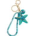 Beaded Rhinestone Starfish Keychain With Beaded Wristlet Strap view 5