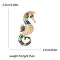Pearl Crystal Seahorse Brooch with Colorful Enamel view 6