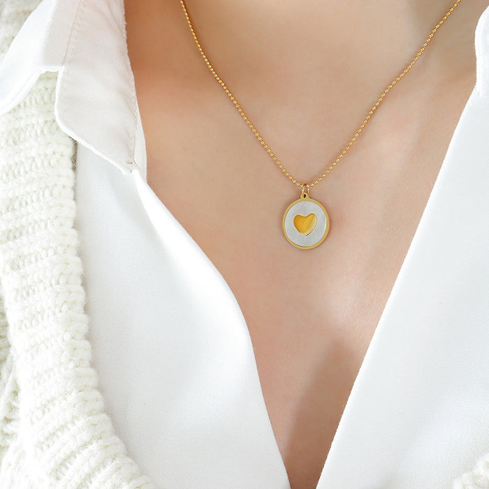 White Seashell Disc Pendant Necklace Heart Butterfly Star