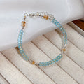 Aqua Crystal Geometric Bead Teardrop Bracelets Silver Gold view 6