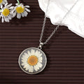 Silver Tone Round Daisy Pendant Necklace Hook Earrings and Set view 5
