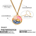 Gold Stainless Enamel Rose Round Pendant Necklaces Four Models view 8