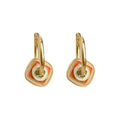Gold Enamel Geometric Square Charm Hoop Earrings Pair view 5